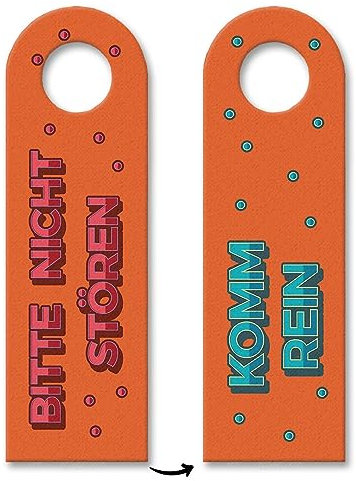 Bitte nicht stören oder Komm rein Türhänger im Retro-Stil in Orange Zimmertür WG
