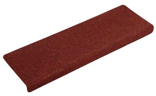 vidaXL Tapis d'escalier Autocollants 15 pièces 65 x 21 x 4 cm Bordure rectangulaire Rouge Bordeaux