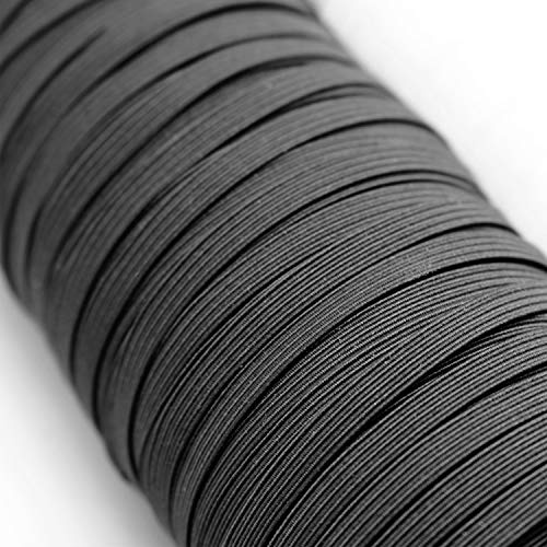 Urhome 3mm flaches Gummiband zum Nähen von DIY Schmuck Kleidung Nähzubehör | elastisches Wäschegummi Gummilitze mit hohe Elastizität | Schnur Schwarz in 10 Meter Länge
