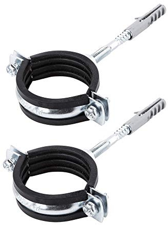 (2 Stück) Anti-Vibrations-Einzelmetall-Rohrhalterungen Klammern Klemmen Gummi ausgekleidet für Rohre mit Ø 47-51 mm (2)