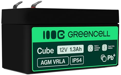 Green Cell Recambio de Batería Gel AGM 12V 1.3Ah Rechargeable Pila Sellada de Plomo ácido batería sin Mantenimiento Batería de Reemplazo para Sistemas de Alarma Antirrobo Video vigilancia