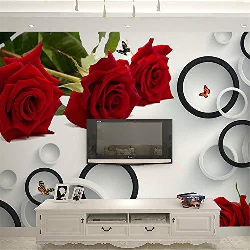 3D Wallpapers Dreidimensionale Rose Wohnzimmer Schlafzimmer Warme Romantische 3D-Wandbilder Im Europäischen Stil,350 * 256Cm