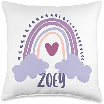 Zoey Personalized Custom Name Rainbow Cute Colorful Throw Pillow