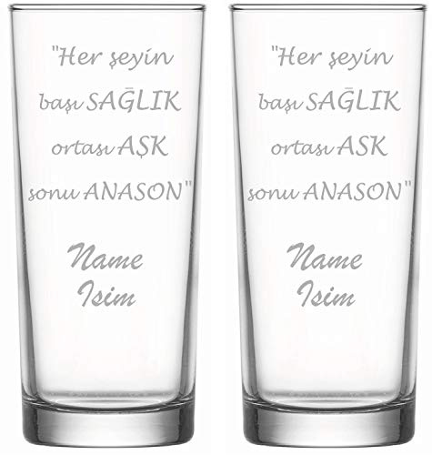 Raki Gläser mit Gravur Glas Raki Bardagi Bardak Rakigläser Anason mit Name Isim isimli