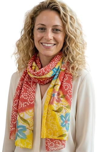 Sunsa Damen Schal, Halstuch Baumwolltuch für Frühlings/Sommer, Stola Tuch mit Blumen Design, Accessoires for Women, Scarf Tücher und Schals als Geschenk für Frauen/Freundin