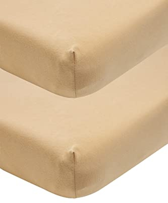 Meyco Lot de 2 draps-Housses pour Berceau bébé (Drap de lit en Jersey Doux, en 100% Coton, Ajustement Parfait grâce à l'élastique Tout Autour, Dimensions : 40 x 80/90 cm), Sable Chaud