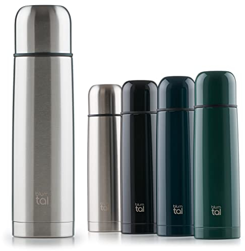 Blumtal Termos Caffè in Acciaio Inox Doppia Parete, Borraccia Termica per Bevande Calde e Fredde, Tappo Quick-Press, 1000ml, Nero
