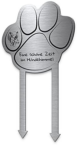 CHRISCK design Grabstecker Pfote Grabschmuck Hund oder Katze | Edelstahl mit Spruch oder Motiv wetterfest | Wir vermissen euch Grabschmuck für EIN Haustier