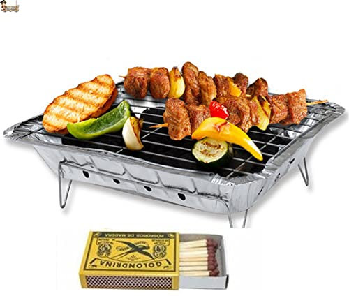 BricoLoco.com Barbecue instantané jetable à usage unique pour utiliser et tirer, jardin, pique-nique, excursions, camping. Cadeau Crayons (10)