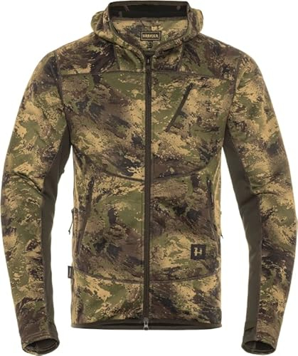 Härkila Deer Stalker Camo Fleecejacke - Leise Pirschjagdjacke für die Jagd - Pirschjacke Camouflage mit Lüftungsschlitzen, Größe:XXL