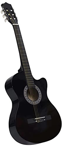 Westerngitarre Akustik-Gitarre für Anfänger und Einsteiger, Acoustic Guitar mit Cutaway und Lindendecke, Schwarz 38