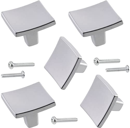 AERZETIX - C64416 - Juego de 5 pomos cuadrados para puerta de mueble altura 27/20mm - tirador botón puerta armario cajón decoración interior cocina salón montaje - en metal - acabado: plata mate