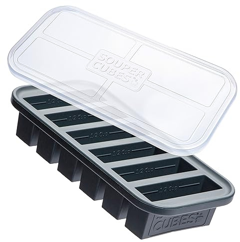 Souper Cubes 1/2 Cup Silicone Freezer Mold with Lid, Charcoal, 1-Pack