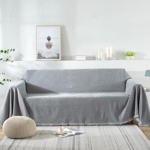 VanderHOME Hochwertige Wohndecke Sofa überwurfdecke Einfarbig Dekorativen Couch Überwurf für Sofa Groß Vielseitig Sofaüberwurf ist Die Erste Wahl für Familie Reisen und Büro 180 * 180cm Hellgrau
