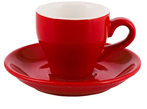 Tazza da caffè in Ceramica Tazze da caffè e piattini Simplicity Color Set di tazzine e piattini in Ceramica di Piccola capacità Set di Tazze da caffè (Rosso)