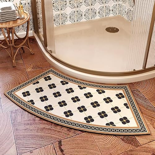DASJD Gebogene Duschmatte rutschfest, Duschvorleger Eckdusche Super Saugfähige, Duschvorleger Runddusche Waschbar Perfekt an Eine Runddusche Anpasst,A,45x100cm