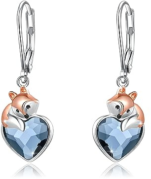 CUOKA MIRACLE Mädchen Creolen Ohrring 925 Sterling Silber Kristall Tier Fuchs Ohrringe für Kinder Kreolen Fuchs Schmuck für Damen Tochter