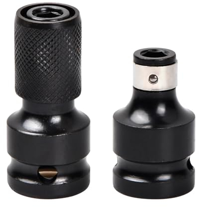 2 Stück Bit Bohrer Adapter, Bithalter Stecknuss Adapters Bohrfutter Satz, Schlagschrauber Zubehör set 1/2 Vierkantantantrieb auf 1/4 Sechskantschaft für Ratschen Schraubern Bohrmaschinen (A)