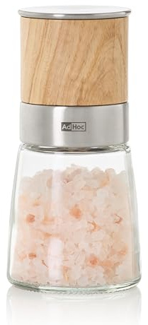 AdHoc MP992 Pfeffer- oder Salzmühle Akasia, Keramik Mahlwerk, Eschenholz hell/Edelstahl/Glas