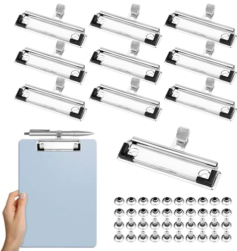 Meetory Klemmbrett Clip, 10 Stück Klemme Mit Stifthalterhalter, Metall Clipboard A3 A4 A5, Für Befestigung Auf Der Vorderseite, Loch Zum Aufhängen