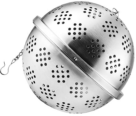 MUCKLILY Bola grande de filtro de especias, bola de té, bola de té, bola de té, colador de especias, filtro de té, filtro de té, cesta de filtro de metal, malla fina, acero inoxidable