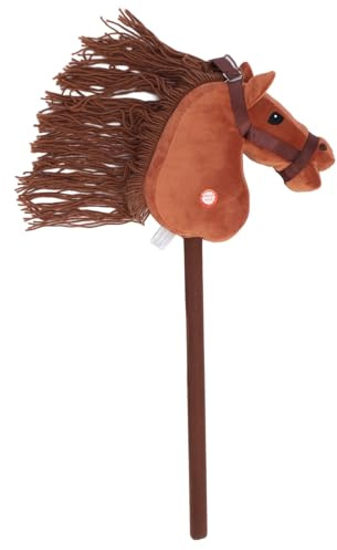 Srliya 70 cm Höhe Plüschpferd Stockspielzeug Niedlicher Ausdruck 2 Soundeffekt Outdoor Gefülltes Stockpferd (Dunkelbraun #14)