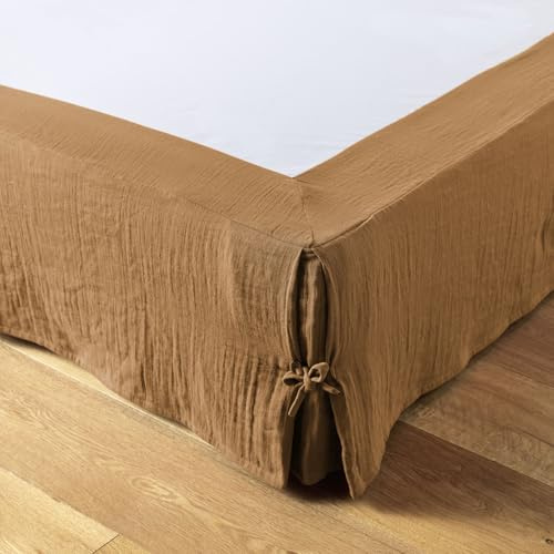 Cache sommier 140x190 cm Gaze de Coton Camel