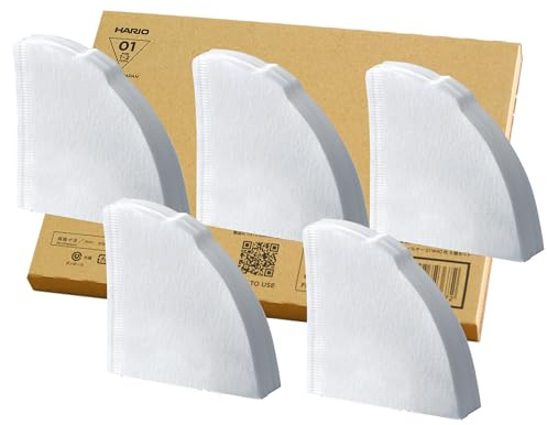 HARIO V60 Coffee Filters, 1 to 2 Cups, 200 Sheets Set of 40 Sheets x 5, Amazon Original Set, Made in Japan, FSC Certified Product, 01 W, White VCF-01-40W-5S-AZ+
