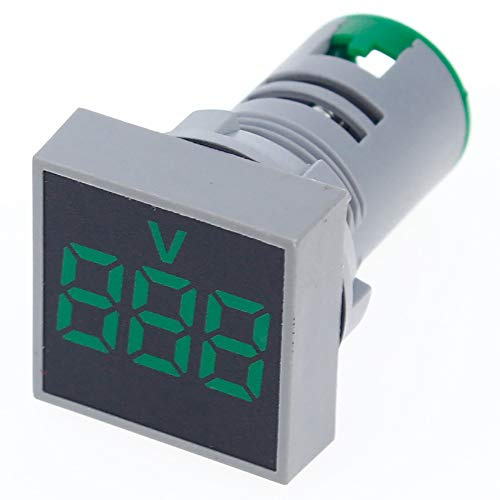 Quadrato, voltmetro verde, voltmetro digitale a LED 2 in 1, amperometro per auto, moto, barca, display rotondo, 0-15 A