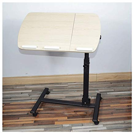SFNIOKFG Überbetttisch mit Rollen, mobiler Laptop-/PC-Tisch, Schreibtischständer aus Holz für Schlafsofa, Beistelltisch auf Rollen, höhenverstellbar, Überbetttisch (weißer Ahorn)