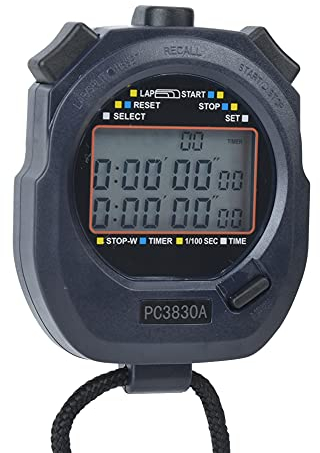 SUNGOOYUE Sport-Lauf-Stoppuhr, Elektronische Leichtathletik-Countdown-Stoppuhr, 10 Stunden LCD-Display, CR2032-Knopf, Lithium (0.01)