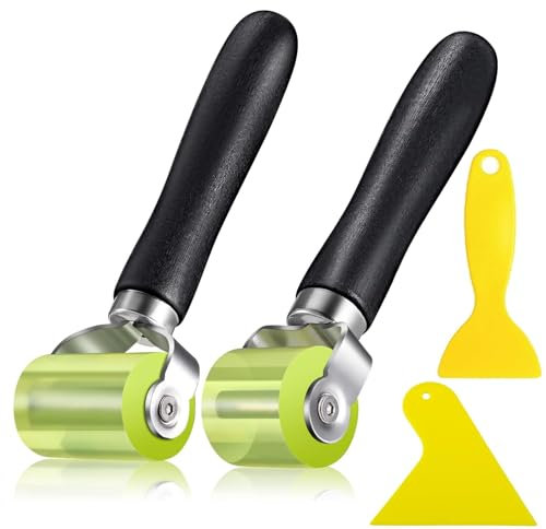 2 pezzi Rullo di Spinta con 2 Spatole di Pellicola,Rullo Per Pittura,Rullo di Pressione Ruota,Rullo Professionale in silicon,Per l'incollaggio di Bordi e la Saldatura di Teloni in PVC