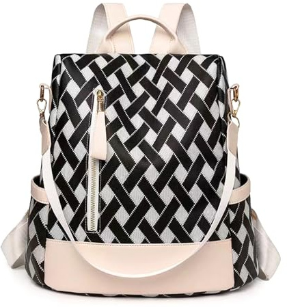 JSNOM Damen Rucksack Elegante Wasserdichte: Rucksack Damen Casual Kleine Daypack für Universität Schule Einkaufen Arbeit (Schwarz)