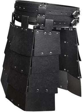 Mittelalterlicher breiter Gürtel aus Kunstleder, Oberschenkelpanzer, Outfit, doppelseitige Taillenpanzerung, Schwarz