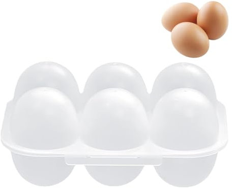 FmtwPhn 2 cajas de huevos de 6 rejillas, 15,5 x 7 x 10,3 cm, 6 hueveras, cartón transparente reutilizable, 6 celosías para almacenamiento de huevos, almacenamiento de huevos al aire libre, 6