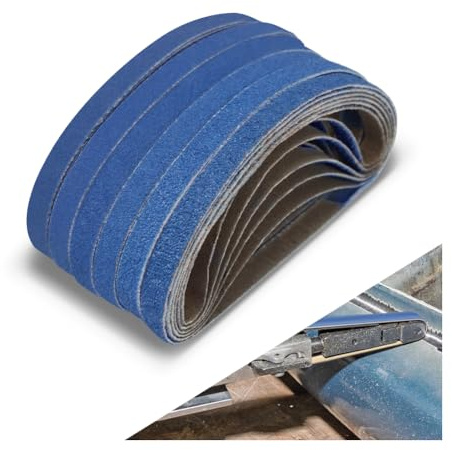 10 x 330 MM Sanding Belts, 36 Pcs Assorted Grits (60/80/100/120/180/240), Zirconia Sanding Belts for Metal Polishing, Woodworking, Derusting