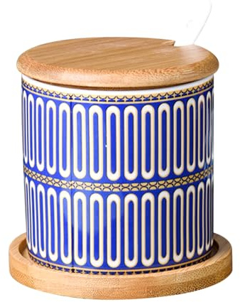 Dowbom Zuckerdose mit Deckel und Löffel, 250 ml Vorratsdose, Zuckerdose, Zuckerdose, Zuckerdose (Blau-B)