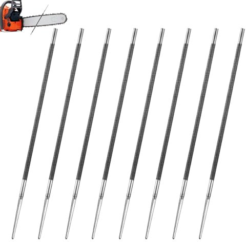Limes de Scie à Chaîne, 8 Pièces Set de Limes de Scie, 4,8 mm Limes Rondes pour Tronçonneuse, Outil D'affûtage de Chaîne pour Tondeuses à Gazon, pour L'affûtage Manuel des Chaînes de Scie