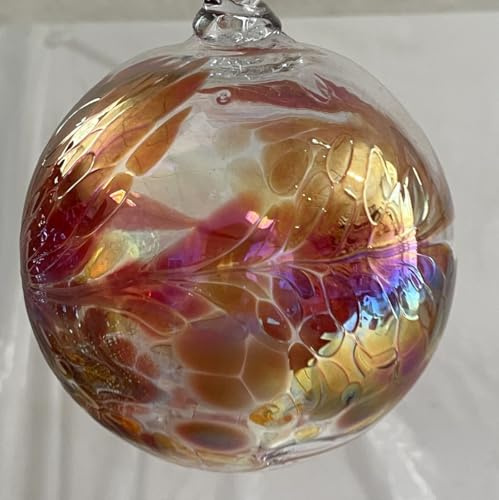 Kugel zum hängen Bunte Glaskugel zum aufhängen Ornament dunkel rot klar Fensternkugel mundgeblasenes Kristallglas Ø ca. 10 cm