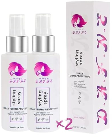 Le Perle di Dafne - 2x100ml - Spray termoprotettore capelli professionale con cheratina - Protezione Termica da Calore e UV, Idratante e Profumato, ristrutturante e anti-Crespo per Capelli Lucenti