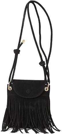 JABALUX kleine Handtasche mit Quaste Hippie Kostüm Damen Crossbody Bag Damen klein Boho Tasche Y2K Tasche Vintage 70er Mode Damen Umhängetasche Hippie Accessoires Flower Power Hippie Kleidung
