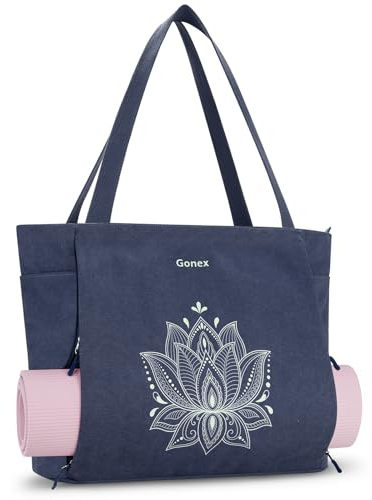 Gonex Yoga Tasche Damen Yogatasche Mattenhalter aus Canvas Gym Pilates | Strapazierfähige Canvas, Reißverschluss verhindert Verrutschen, schneller Zugriff, Flaschenhalter, passt für Yoga-Blöcke