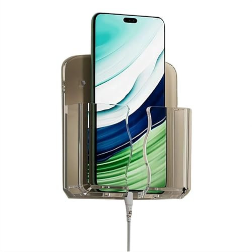 Support de téléphone mural universel auto-adhésif avec trou de charge, boîte de rangement murale pour climatiseur, contrôleur, télécommande TV, noir