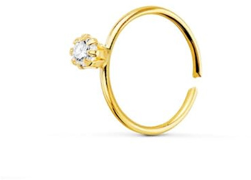 Inmaculada Romero IR Piercing al Naso in Oro 18k, Cerchio da 8 mm, con zircone cubico da 2 mm.