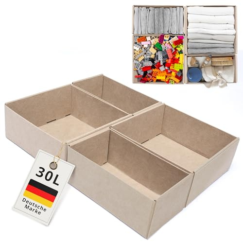 KIMPLES – Schrank Organizer - 4er Set - Platzsparend - Hart- Filz Ordnungssystem für Schubladen, Schränke, Regale
