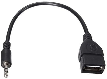 Adaptateur jack mâle 3,5 mm vers USB 2.0 femelle for audio auxiliaire, noir, câble de 20 cm, matériau ABS, for lecture de clé USB
