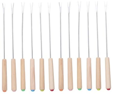 FUNNETOYU Ensemble De 12 Fourchettes À Fondue Au Fromage : Acier Inoxydable Avec Manche En, Bâtonnets À Fondue De 24 cm De Long, Brochettes De Fruits Résistantes Chaleur Et À Code