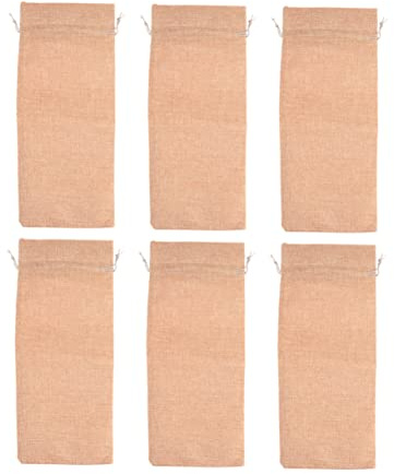Zerodeko 6 Piezas Bolsa De Arpillera para Botellas De Vino Reutilizable Cordón para Obsequio para Embalaje Botellas Vino Obsequio