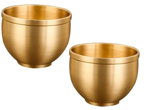 BESPORTBLE 2 pezzi Tazze da Tè Vintage in Ottone Antico Bicchieri Resistenti e Stabili per Acqua e Bevande Calde Design Elegante per Casa Ufficio e Occasioni Speciali