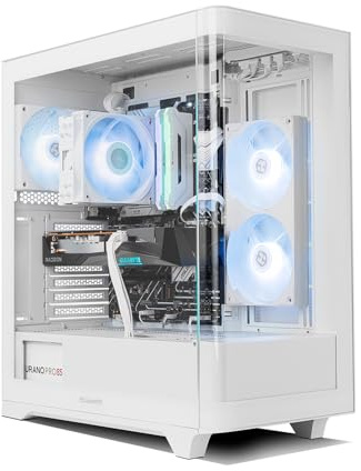 NOX Xtreme Products Hummer Ether – Semitorre ATX | M-ATX | ITX, Cristal Templado Curvo, Espacio para 9 Ventiladores, 3 x 120mm ARGB PWM incluidos, USB-C y 3.0, Filtro Superior Magnético, Blanco